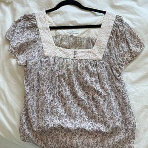 Lucky Brand - FLORAL SQUARE NECK TOP